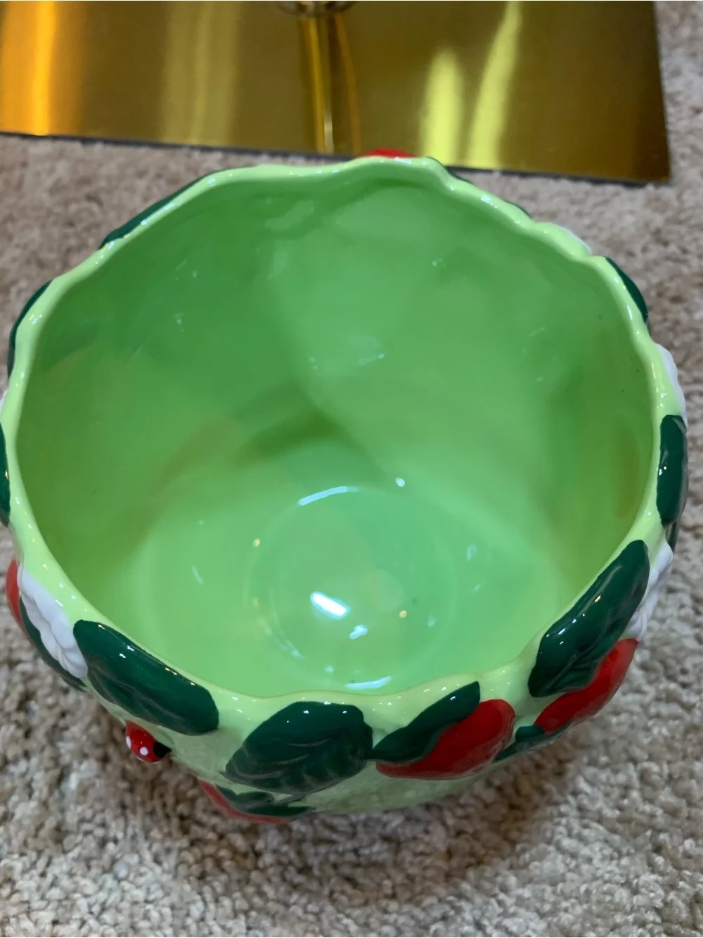 Anthropologie Light Green Strawberry Ceramic Planter/Bowl